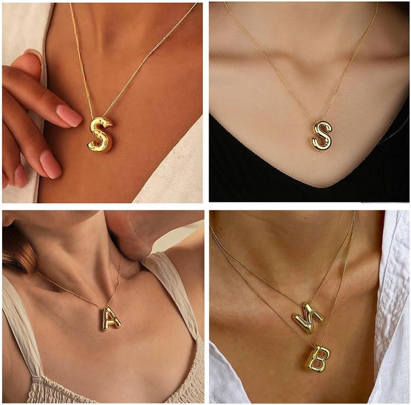 MTINEAPS Store Gold Initial Necklaces Gifts for Teen Girls Women, Teen Girl Gift Trendy Bubble Letter Pendant Necklace Jewelry Personalized Birthday Gifts for Girls Teens Women - Image 5